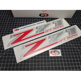 Z71 Off Road Decals (2pk) Chevy Truck Bedside Fender Stickers Fits 2018-2024 Chevy Silverado 1500 2500 3500 (Metallic Silver & Red 'Z')