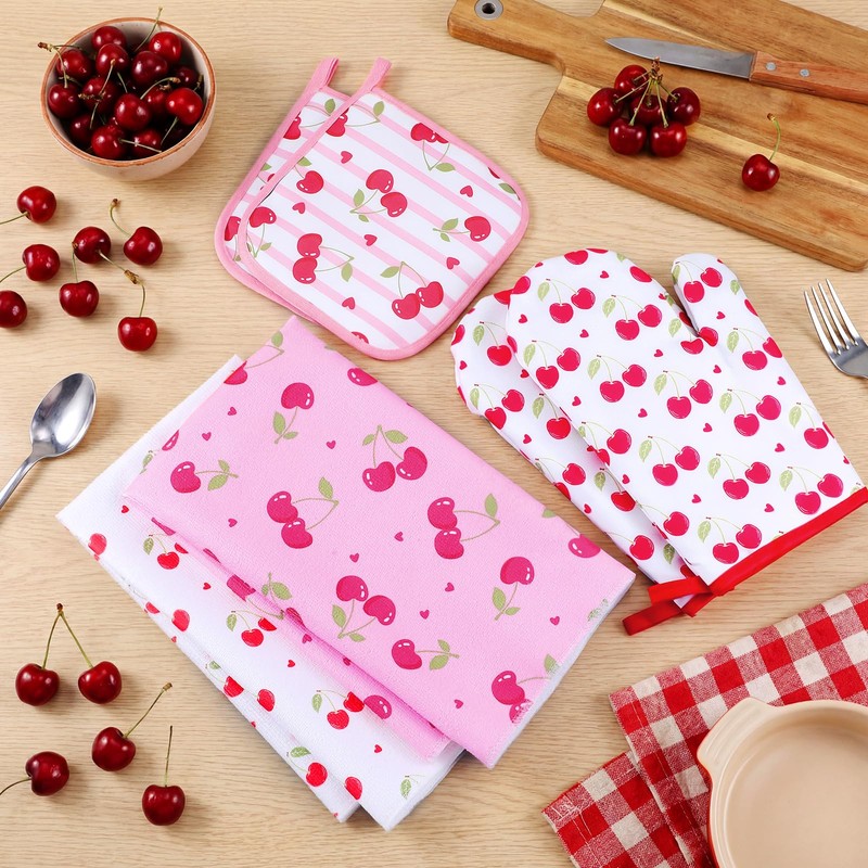 Hahafelt 6 Pcs Cherry Kitchen Decor Accessories Include 2 Cherry