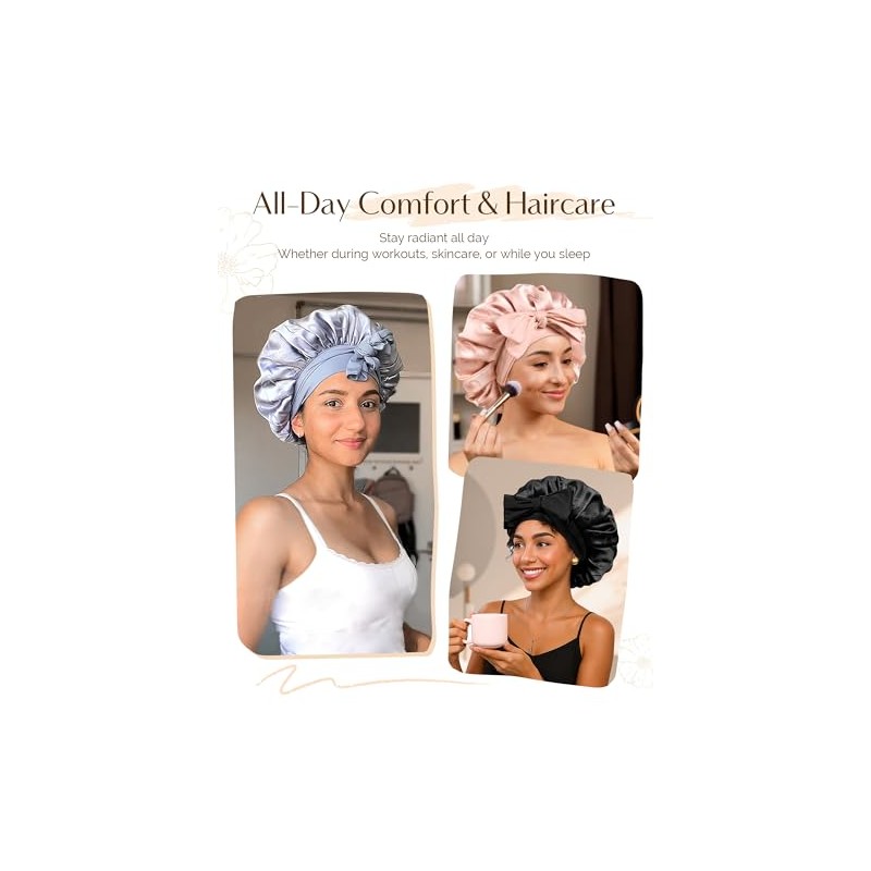 YANIBEST Gorro De Satén De Seda De Doble Capa Para