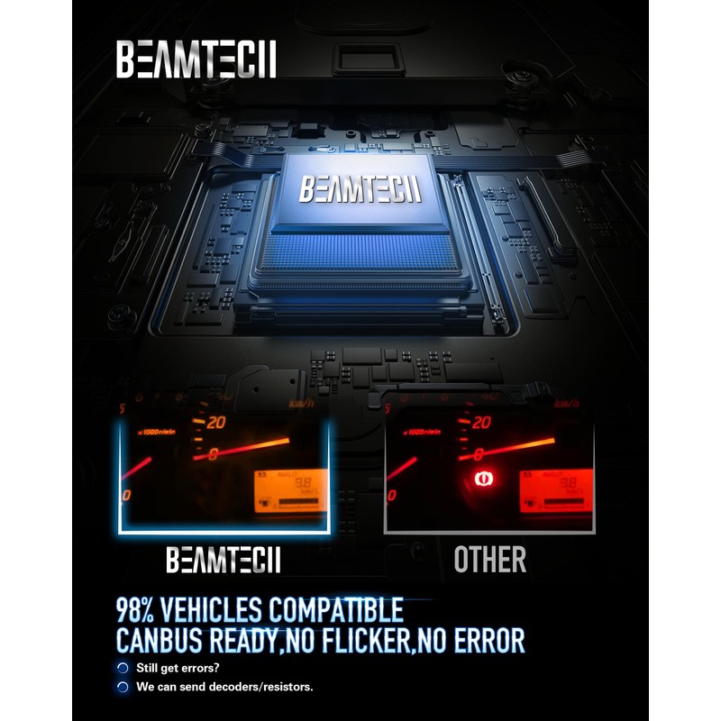 BEAMTECH 9006 Bulbs, S1 Series Fanless Fog Light, 2 Bulbs