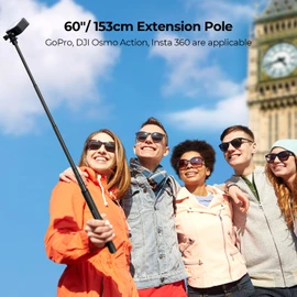 K&F Concept MS07 153 cm Selfie Stick, Invisible Selfie Stick, Monopod Tripod with GoPro Adapter, Extendable Handheld Pole Stick Monopod Compatible with GoPro Insta360 Sports Camera DJI Action