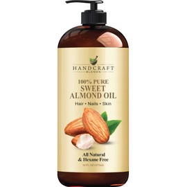 Handcraft Blends Sweet Almond Oil - 16 Fl Oz - 100% Pure and Natural - Premium Grade Carrier Oil for Skin and Hair - Hair and Body - Massage - Hexane-Free