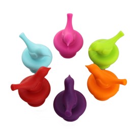 Little Bird Wine Bottle Stopper, Silicone Stoppers, Reusable, Leak Proof, Cute, Fun, Decorative, Multipack (Assorted Color, Set of 6)