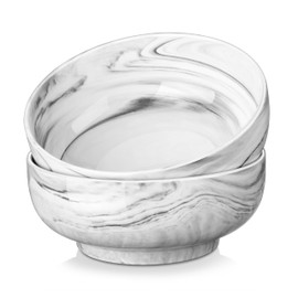 MALACASA Large Serving Bowls, 60 OZ (8'') Salad Bowls Set of 2, Ceramic Mixing Bowls for Kitchen, Serving Bowl for Soup, Pasta, Side Dishes and Entertaining, Marble Grey, Series REGULAR