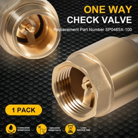 One Way Brass Check Valve, 1" NPT male in/ 1" FNPT out, Heavy Duty Prevent Backflow Water Check Valve Suitable for Well Pump Irrigation System Water Supply System, Replace for SP0465X-100 (1 Pack)