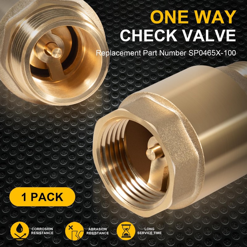 One Way Brass Check Valve, 1" NPT male in/ 1"