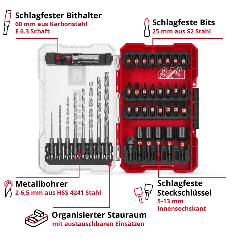 Original Einhell M-CASE 39-Piece Impact Resistant Accessory Set (25 mm