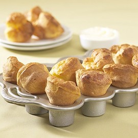 Nordic Ware Cast Aluminum Petite Popover Pan 1/4 Cup Each, 12 Cavity, Silver/Gray