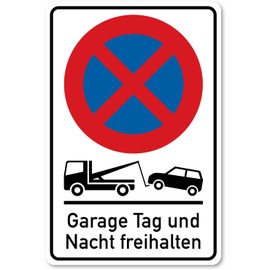High Quality Stickers - No Parking with Towing 30cm x 20cm (Keep Garage Day & Night Clear)