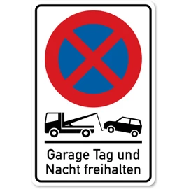 High Quality Stickers - No Parking with Towing 30cm x 20cm (Keep Garage Day & Night Clear)