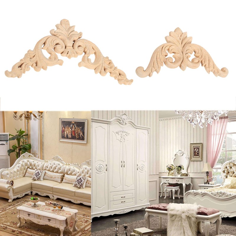 Zerodis 4 stücke Holz Geschnitzte Möbel Appliques Ecke Onlay Applique