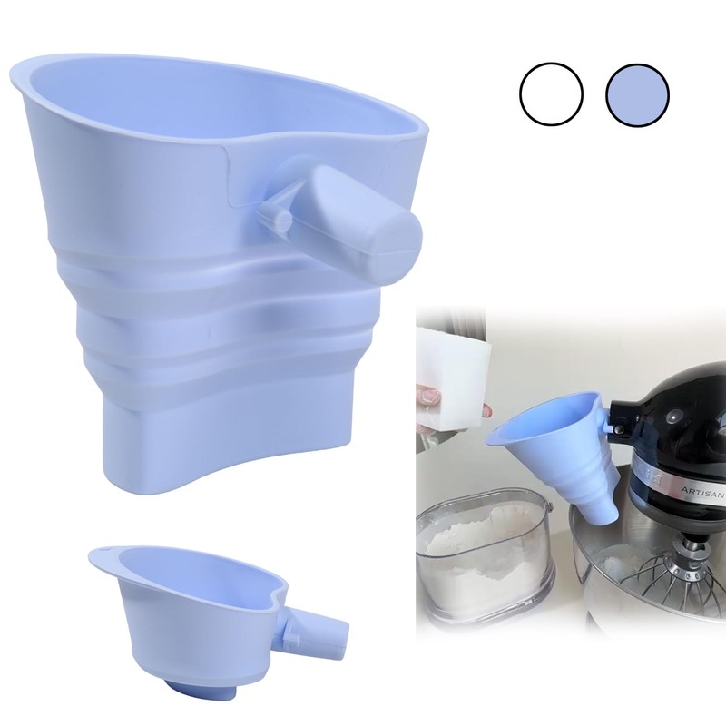 LeLehome Foldable Flour Funnel for Kitchen Aid Mixer, Silicone Powder