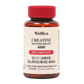 Wellica Premium Creatine Monohydrate 4000, 1 pack, 120 tablets / 웰리카 프리미엄 크레아틴 모노하이드레이트 4000, 1개, 120정