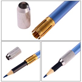 Pack of 3 Single Head Pencil Extension Pencil Extender Holder for Pencil Colouring Pencils, Adjustable Aluminium Alloy Tool Pen Extension