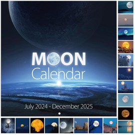 Wall Calendar 2024-2025, Moon Calendar July 2024-2025, 18 Month Moon Phases Calendar, 12" × 24"(Open) Lunar Calendar with Moon Tracking, Large Blocks, Thick & Sturdy Paper for Organizing & Planning