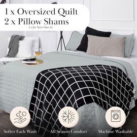 Southshore Fine Living, Inc. Oversized Bedding Quilt, Lightweight Bedding, Twin XL Bedspread, Soft Coverlet 2-Piece Set with One Matching Sham, All Season Twin/XL Quilt Set, Harbor Mist Blue