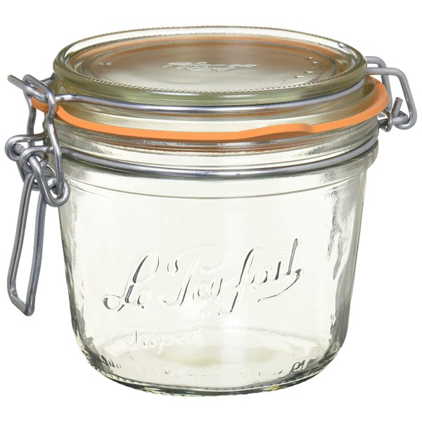 Le Parfait 940010 Glass Terrine Jar, 16.9 fl oz (500 cc), Storage Container