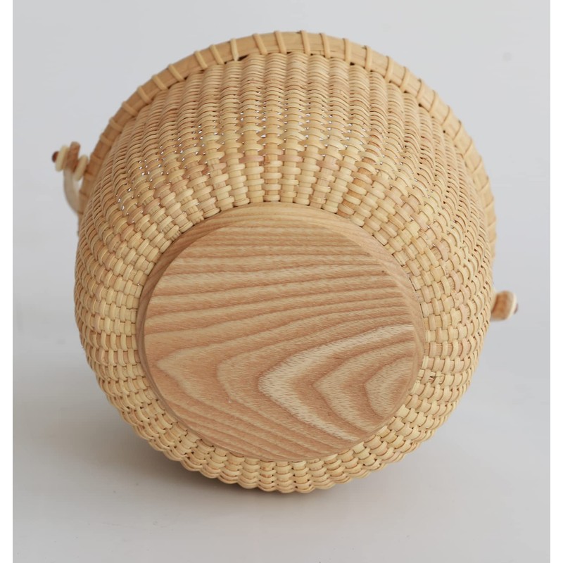 Teng Tian Classic Nantucket Round baskets with wood Knobs HandleWoven