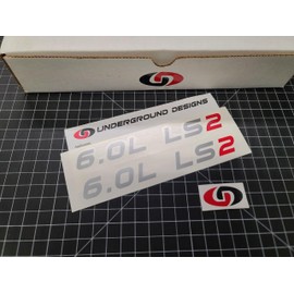 LSX Stroker Decals (2-Pack) Racing Engine Hood Fender Stickers 5.7L LS1 6.0L LS2 6.2L LS3 7.0L LS7 370 383 402 408 416 418 427 Strokers Select Color (6.0L LS2, Silver & Red)