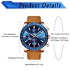 JewelryWe Leather Wristwatch for Men: Waterproof Genuine Leather Luminous Quartz