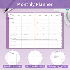 2025 Planner Weekly and Monthly, Calendar Planner with Monthly Tabs, 2025 Weekly Planner from Jan 2025 - Dec 2025, Weekly Monthly Planner with Spiral Binding- 8.5in x 11in, Purple