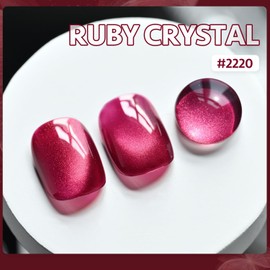 GAOY Glassy Cat Eye Gel Nail Polish, 16ml Glitter Holographic Nail Polish with Magnet, Reflective Translucent UV Gel, 2220 Ruby Crystal
