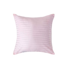 HOMESCAPES Damask Cushion Cover 40 x 40 cm Pink with Satin Stripes and Zip Closure 100% Egyptian Cotton 330 Thread Count