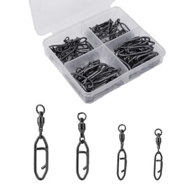 Goktvai 40 Pcs Fishing Speed Clips, 4 Sizes High Strength Stainless Steel Ball Bearing Quick Change Swivel Snap Connectors for Lure Tackle Saltwater Freshwater Popper