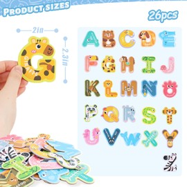 LOVESTOWN 26PCS Large Size Magnetic Letters, Cute Animal Alphabet ABC Magnets Colorful Uppercase Animals Toys Set for Fridge Educational Spelling Learning Games Kids Toddlers