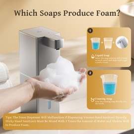 Vuswikoti P12 Automatic Foaming Soap Dispenser - Touchless, 4-Level Adjustable Foam, 1200mAh Large Capacity Rechargeable Battery, Distinctive Angular Design for Bathroom, Kitchen