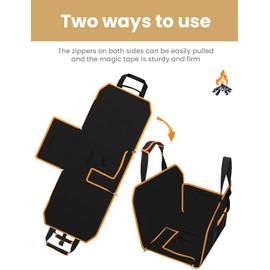 YOHOOLYO 2 In 1 Firewood Carrier, Waxed Canvas Large Fireplace Log Carriers Heavy Duty Firewood Tote Bag Log Holder with Handles Strap for Fireplace Indoor Outdoors Camping