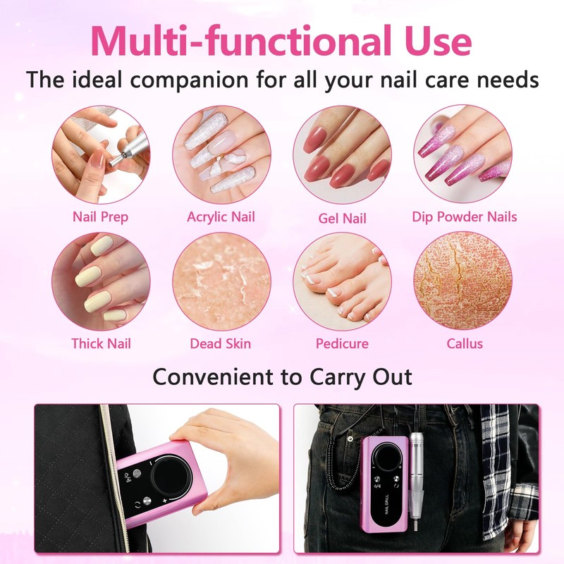 ANGNYA Nail Drill Electric File Machine Set for Gel &