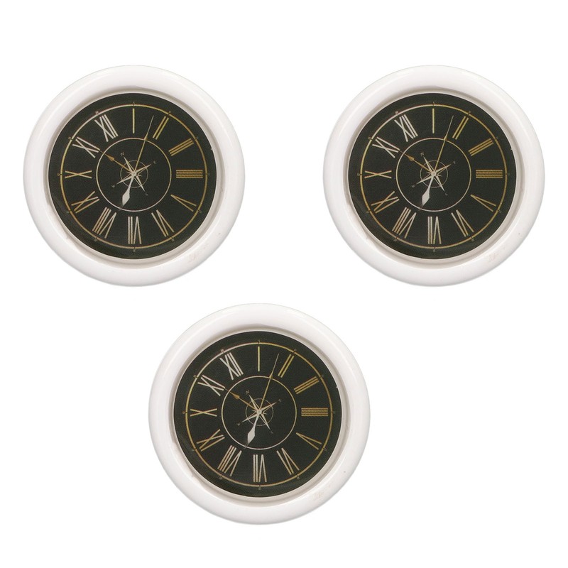 3 PCS Dollhouse Wall Clock 1:12 Dollhouse Miniature Round Wall