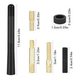 Dokpav Universal Car Antenna, Black Carbon Fiber Car Radio Antenna, Car AM/FM Aerial Mast, Roof Short Carbon Fibre with Rubber Rings, Screws M4 M5 M6, Car Replacement Antenna for All Car Truck SUV