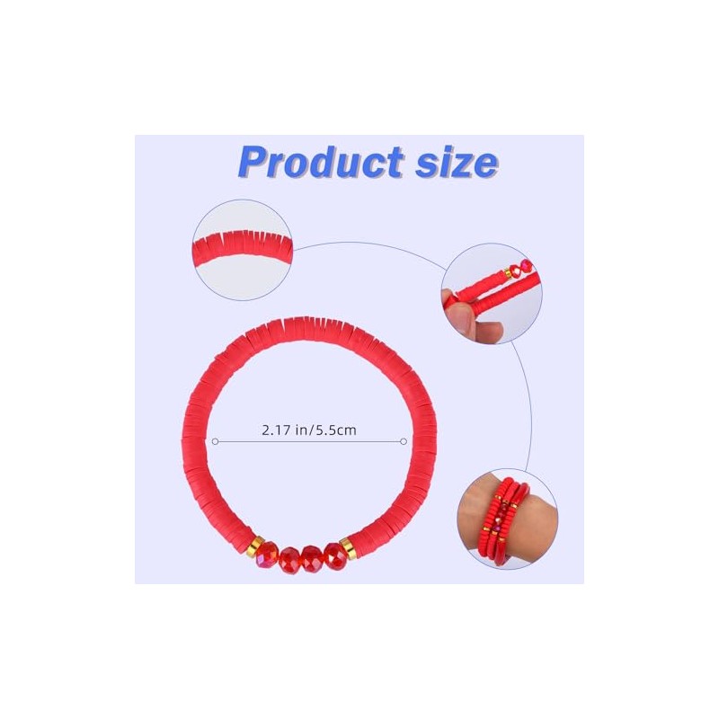 LEGENTLISUR 8 Pieces Heishi Bracelets Surfer Bracelets Boho Style Stackable