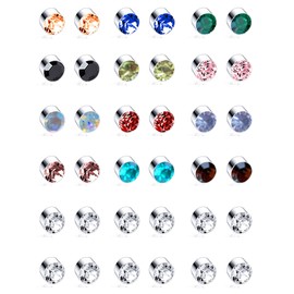 Ofeiyaa 18 Pairs Magnetic stud Earrings Colors CZ Earrings Set Fake Earring Jewelry Clip on No Piercing Earrings Studs for Women Men 4MM 6MM