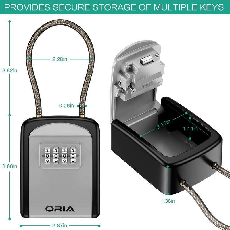 ORIA Key Lock Box, 4 Digit Combination Lock Box Key