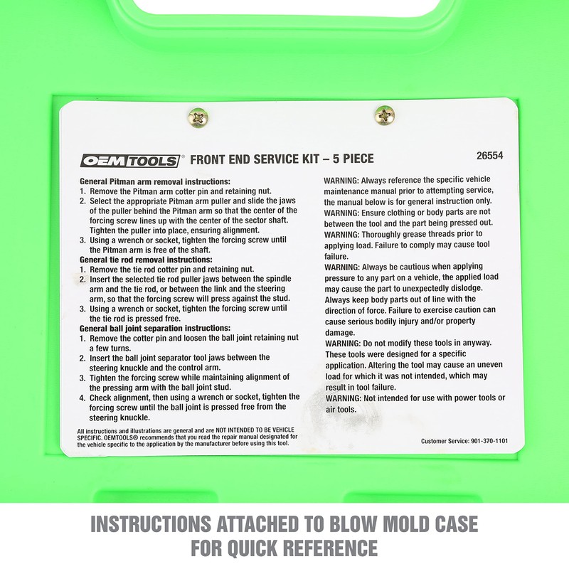 OEMTOOLS 26554 Front End Service Kit, Pitman Arm Puller &