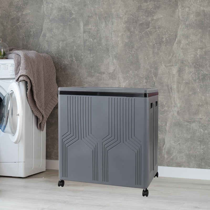 Morcte 120 L Double Collapsible Laundry Hamper with Lid and