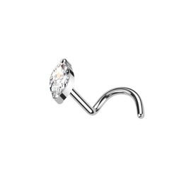 Twilight London Implant Quality Marquise Crystal Nose Piercing - Modern Design - Hypoallergenic - Safe for Fresh Nose - Perfect for Men and Women, Titanium, Cubic Zirconia