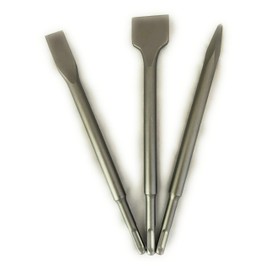 3 Piece SDS Plus Chisel Set 1 x Wide (40mm), 1 x Flat (20mm), 1 x Point All 250mm Long