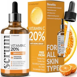 ArtNaturals - Suero de vitamina C antienvejecimiento (1 onza líquida), con ácido hialurónico y vitamina E, repara arrugas ojeras, manchas de la edad y daño solar - 20% de vitamina C mejorada