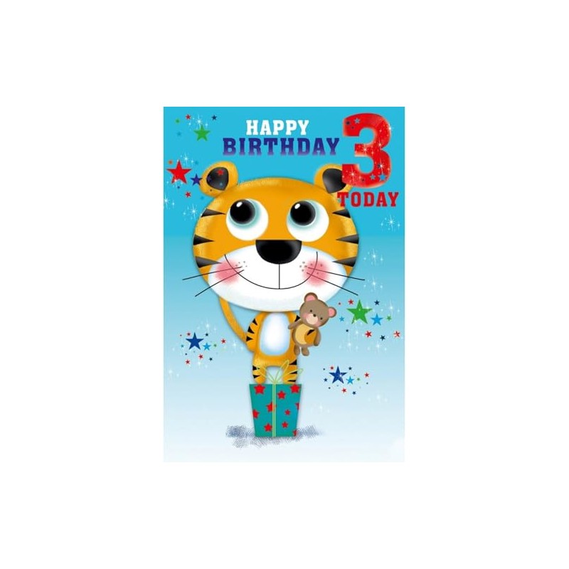 Age 3 Boy Birthday Card - 3rd Birthday Tiger with