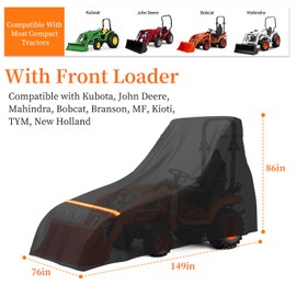 STARTWO Full Tractor Cover Waterproof Heavy Duty, Universal Fits Most Compact Utility Tractors, UV Protection, Dustproof, with Air Vents & Reflective Strips,149 L x 76 W x 86 H in