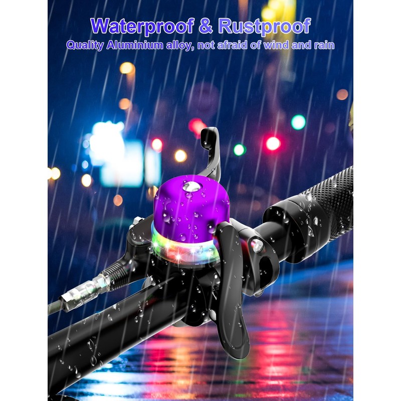 Bike Bell with RGB Lights, Bike Bell for 19-31.8mm Bicycle