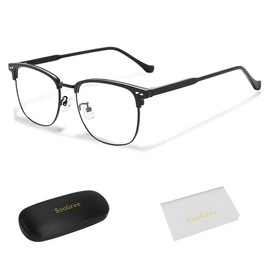 SooGree Blue Light Blocking Glasses Men Women Half Frame UV400 Glasses Clear Lens Anti Eyestrain Glasses Computer Gaming