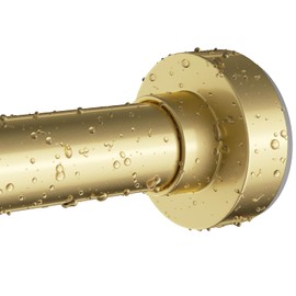 Emlaoe Gold Shower Curtain Rod 34-66 Inches(2.8-5.5ft) Never Rust Adjustable Shower Rod Spring Tension Non Slip No Drilling Shower Rods for Bathroom Garland Window