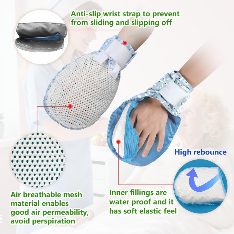 WASHINBED Dementia Restraint Gloves with Colorful Patterns-2 PCS- Reusable,Comfortable and