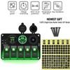 FXC Waterproof Rocker Switch Panel Green 5 Gang with QC3.0