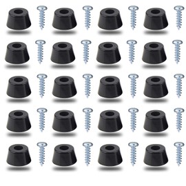 Pack of 20 Rubber Feet Anti Vibration Base Pad Stand YUTOU Rubber Feet Black Bumper Rubber Buffer with Metal Disc and Screws for Chopping Board Amplifier Cabinet Desk Couch (15 x 12 x 8 mm)